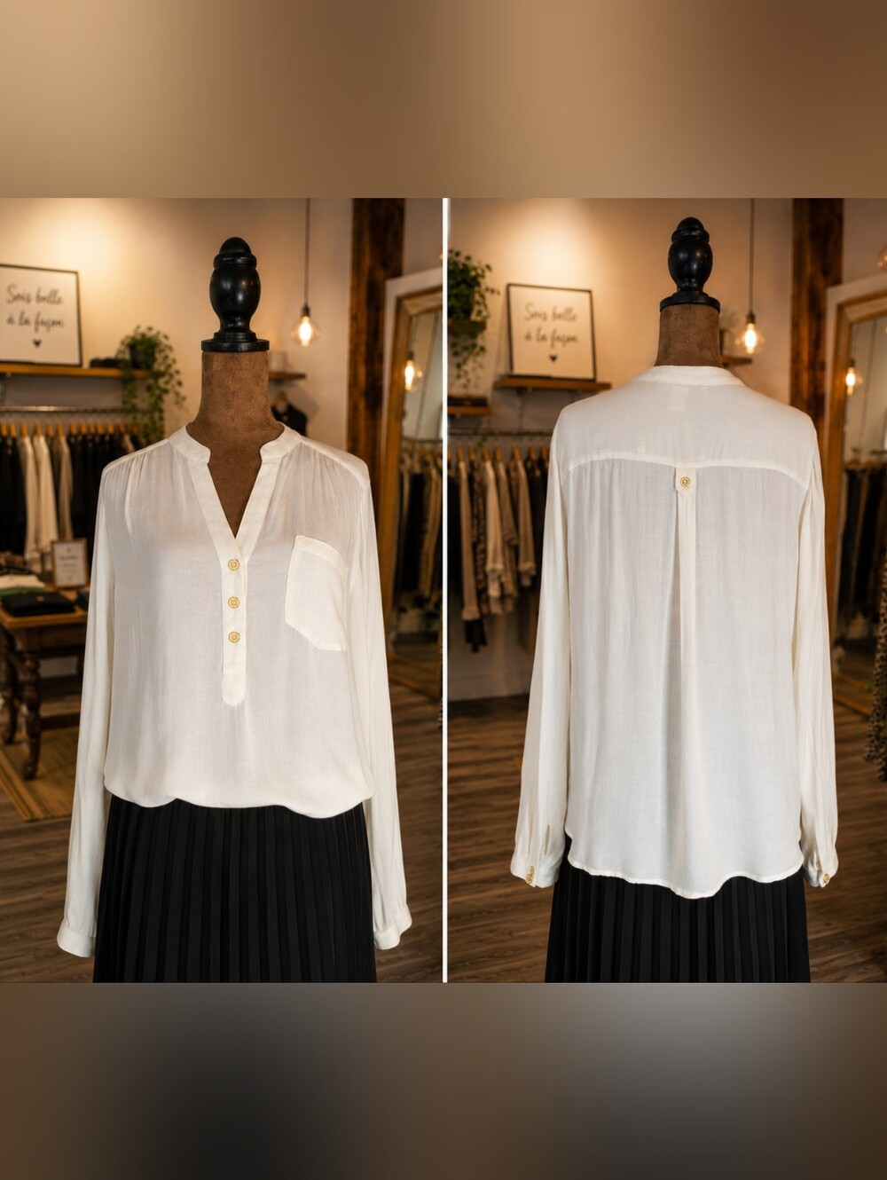 L/G Forever 21 Off-white Blouse With Gold-tone Buttons